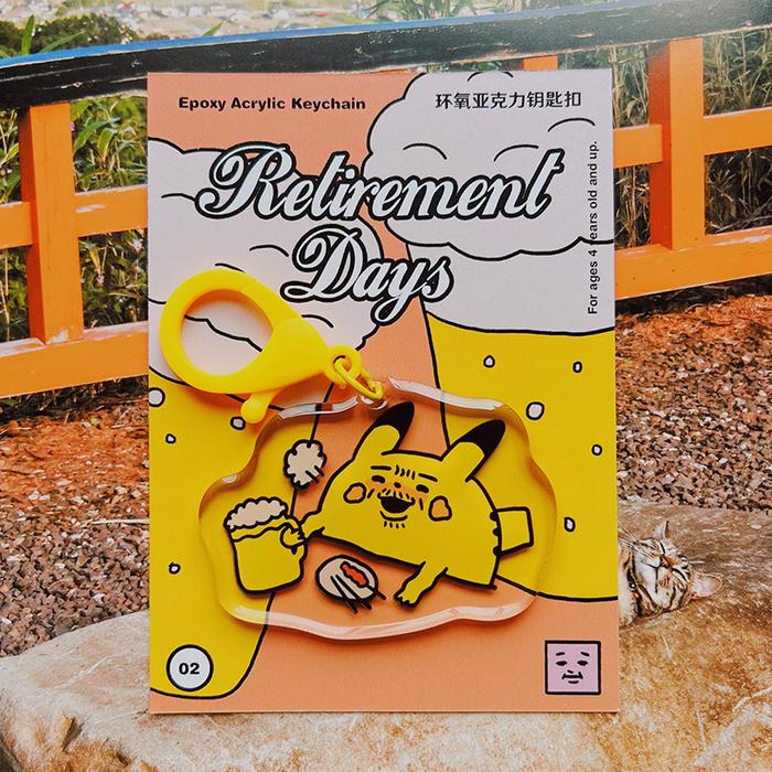 Old Pikachu Drink Epoxy Acrylic Keychain