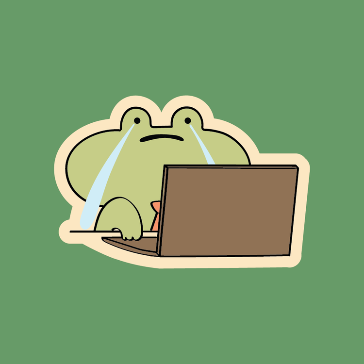 working late frog sticker