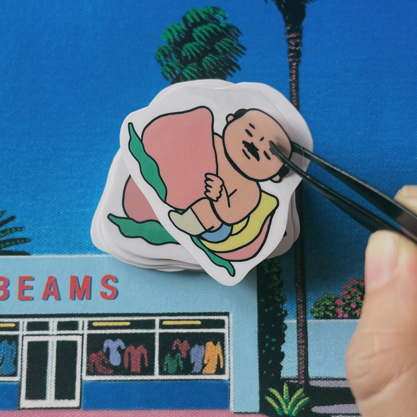 Peach Uncle Clear Sticker