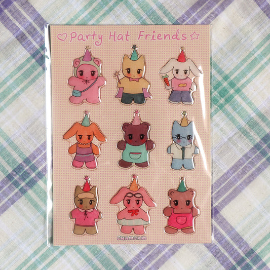 Party Hat Friends Jelly Sticker Sheet