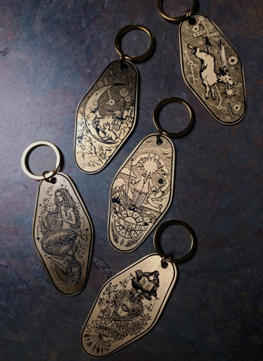 Illustrated Brass Keychain