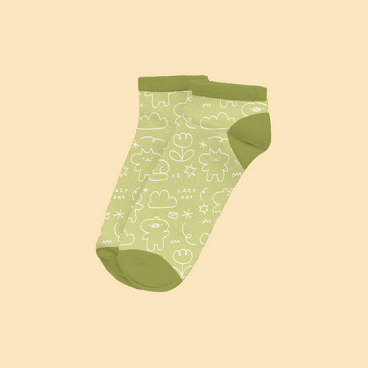 green doodle ankle socks