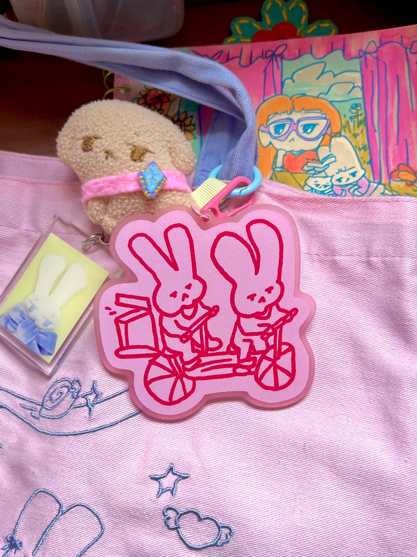 Double Bunny Delivery Keychain