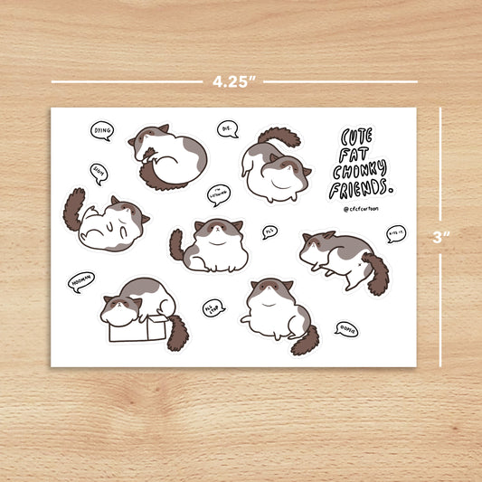Cute Chonky Cat Sticker Sheet