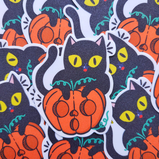 Meowloween Pumpkin Cat Sticker