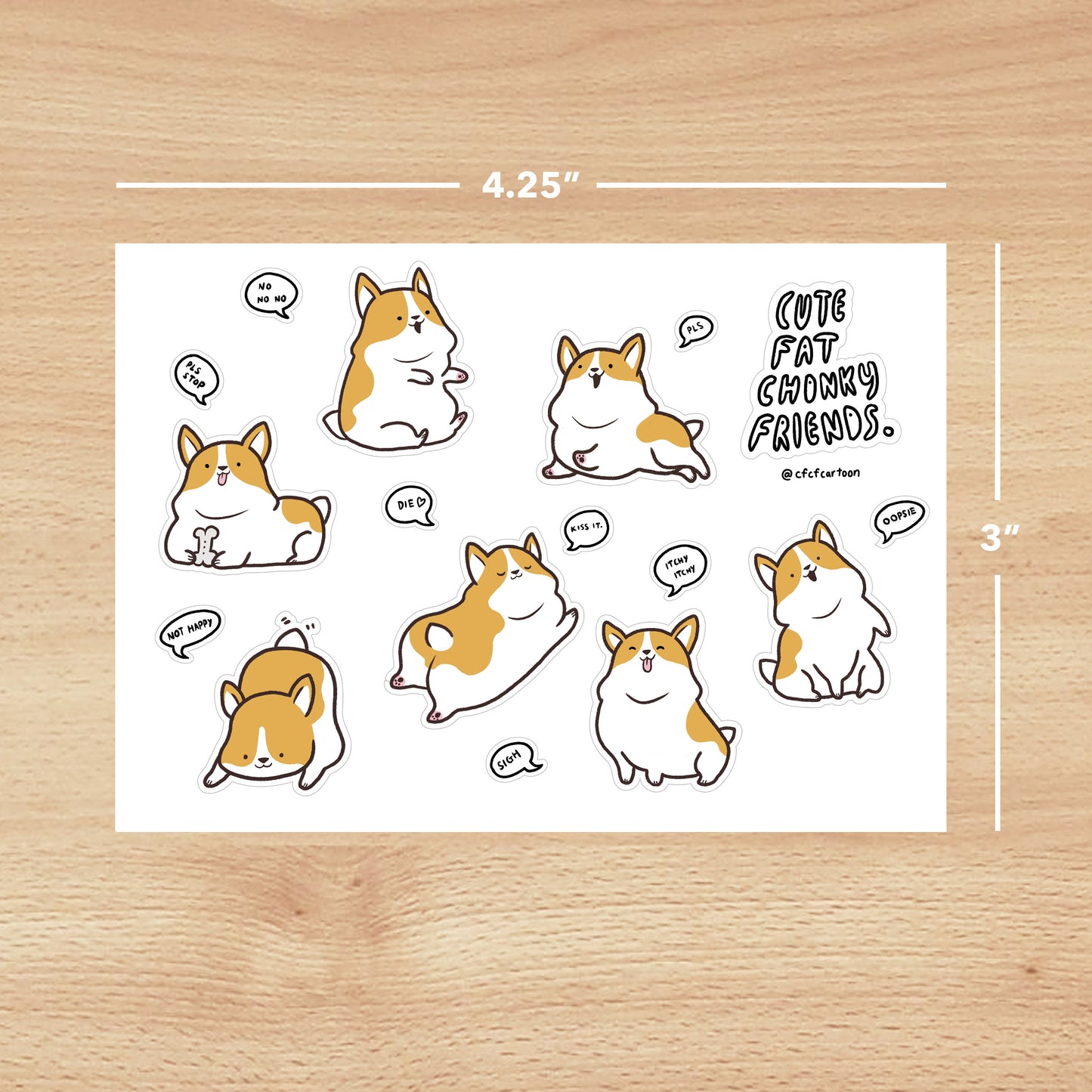 Cute Chonky Corgi Sticker Sheet