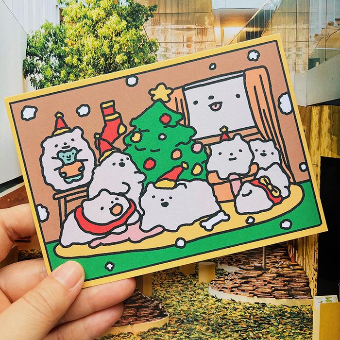 Christmas Cotton Dogs Greeting Card