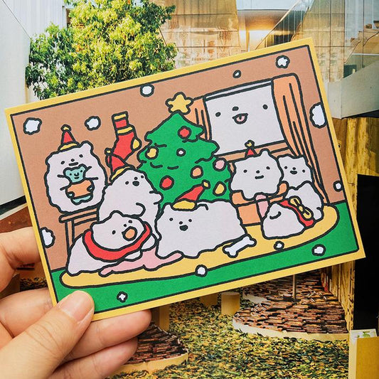 Christmas Cotton Dogs Greeting Card