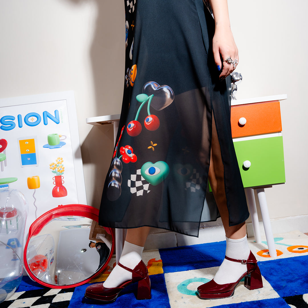 Fun Scheme See Through Dress