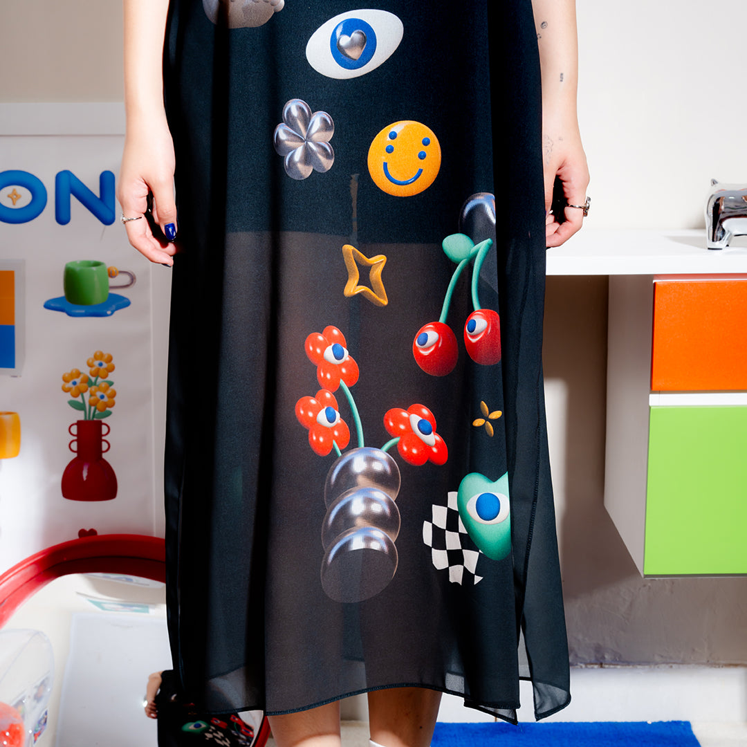 Fun Scheme See Through Dress