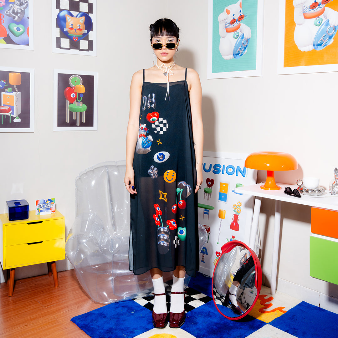 Fun Scheme See Through Dress