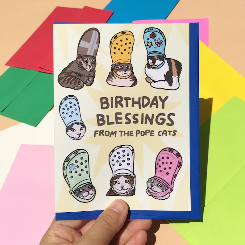 Birthday Blessings From The Pope Cats Greeting Card