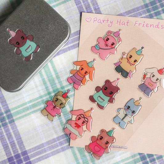 Party Hat Friends Jelly Sticker Sheet