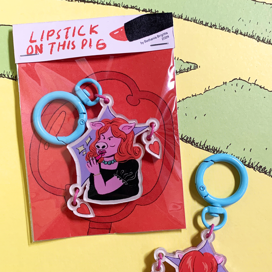 Lipstick on This Pig Keychain