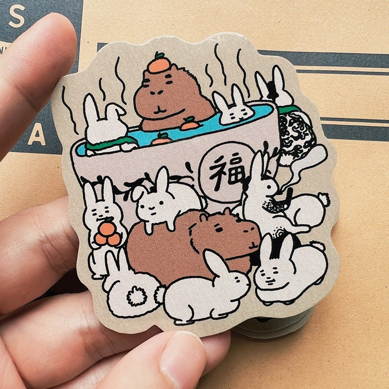 Rabbit Year with the Capybaras Sticker