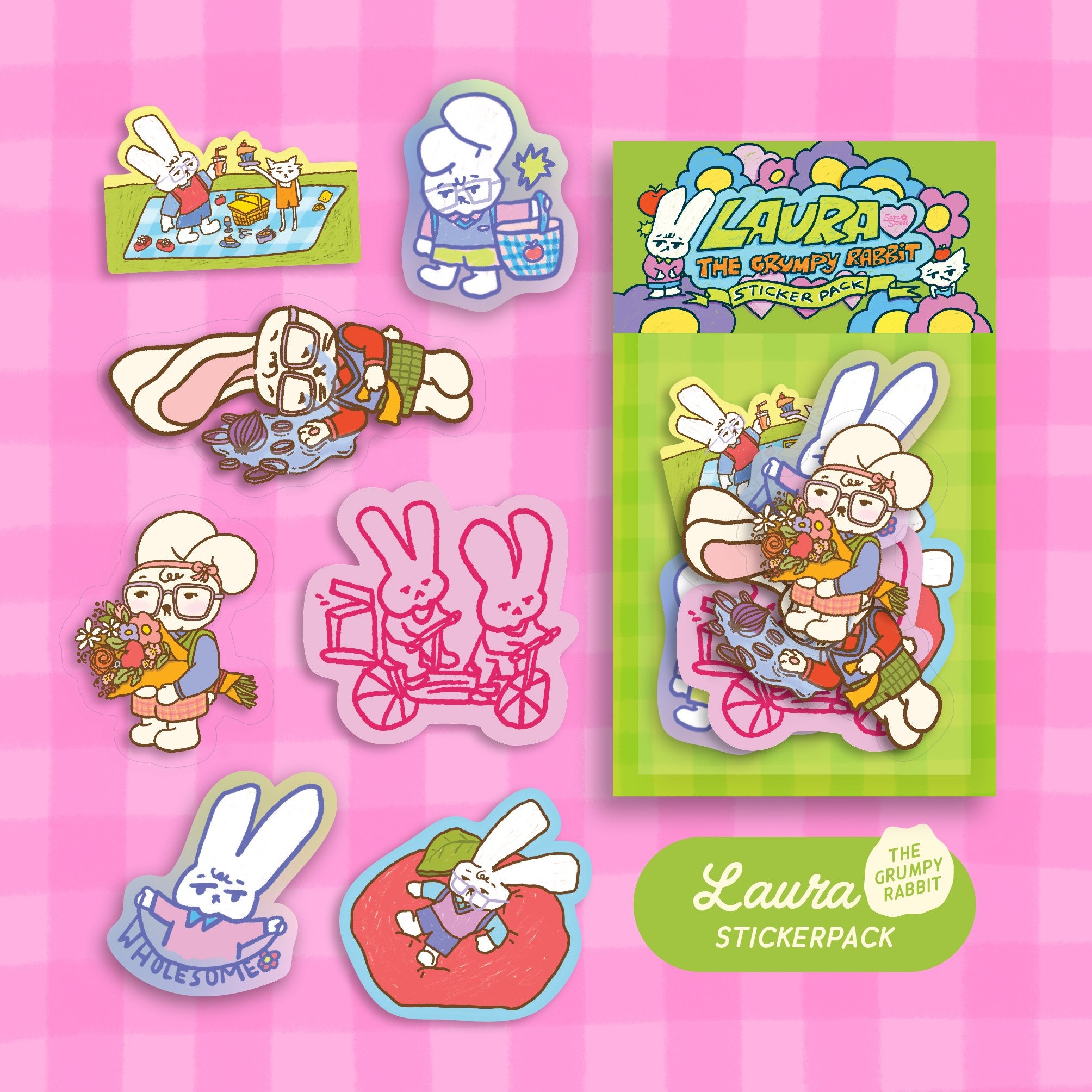 Laura the Grumpy Rabbit Sticker Pack โ Wormhole