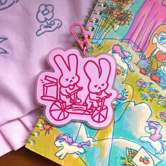 Double Bunny Delivery Keychain