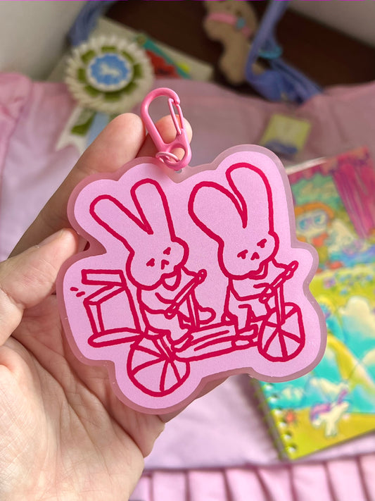 Double Bunny Delivery Keychain