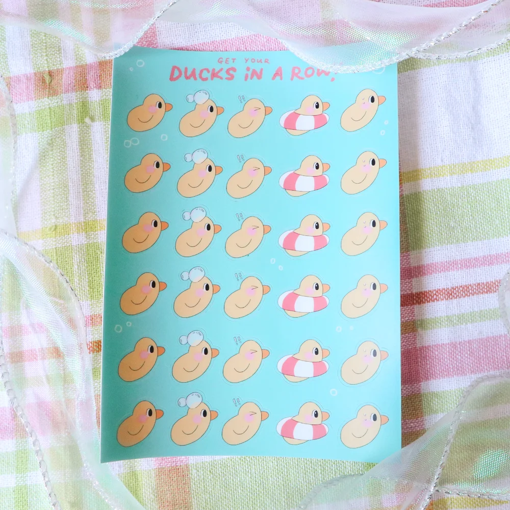 Ducks In A Row Sticker Sheet