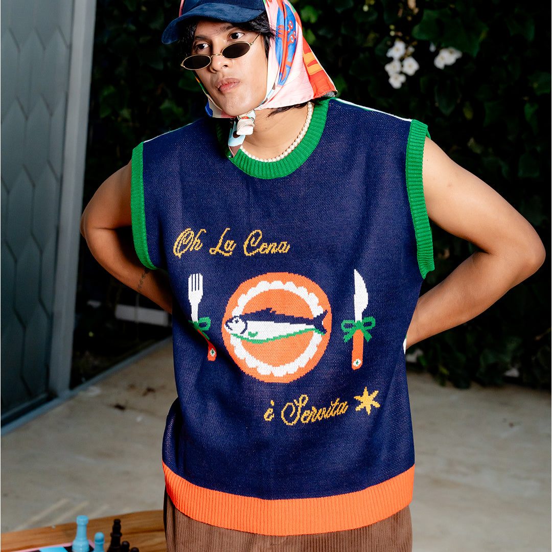 Dinner O Clock Two Faced Knitted Vest