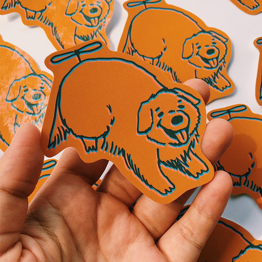 Heli Golden Retriever Sticker