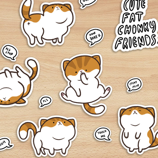 Cute Tabby Chonky Cat Sticker Sheet