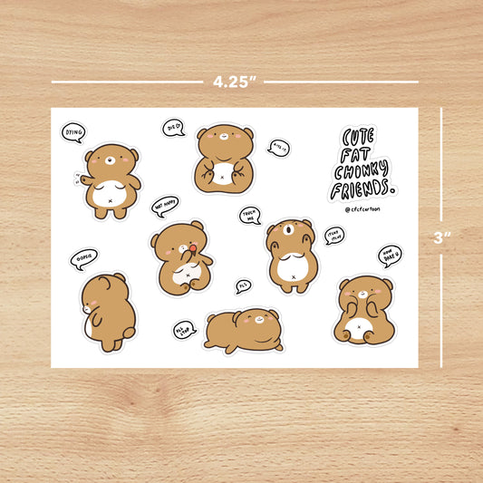 Cute Chonky Teddy Sticker Sheet