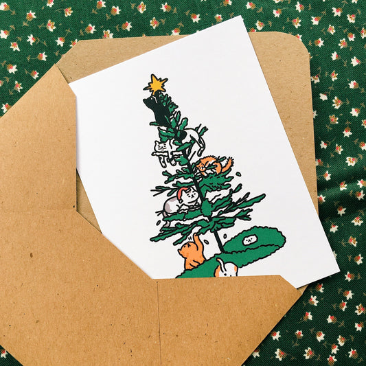 Christmas Tree Cats Greeting Card