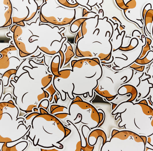 Cute Tabby Chonky Cat Die Cut Stickers