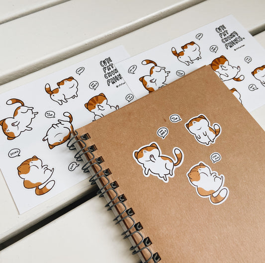 Cute Tabby Chonky Cat Sticker Sheet