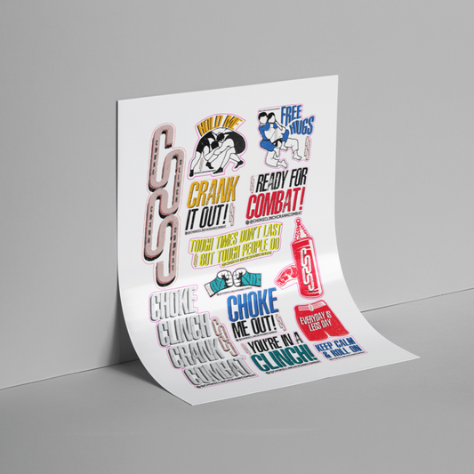 Choke Clinch Crank Combat Sticker Pack