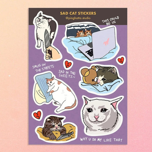 Sad Cat Sticker Sheet