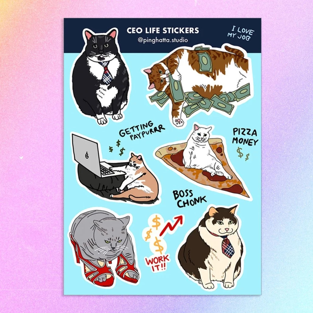 CEO Cat Sticker Sheet