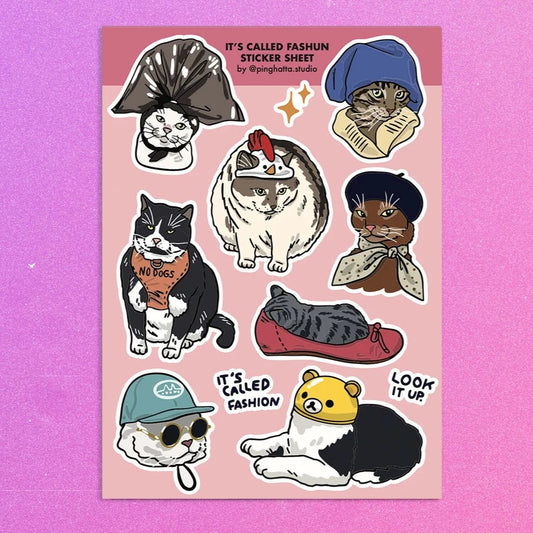 Cat Feline Fashion Sticker Sheet